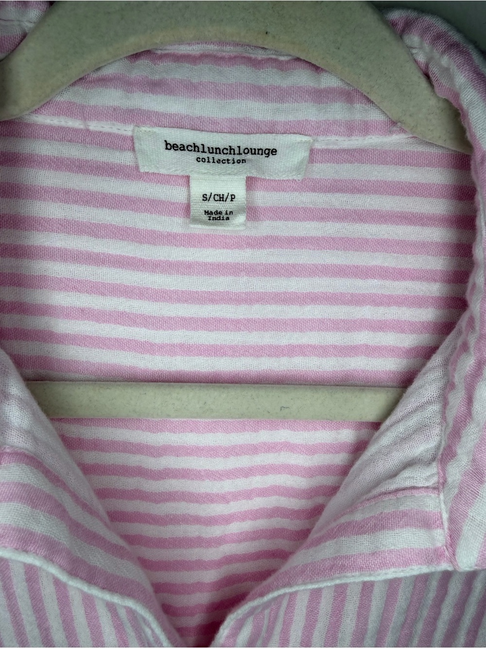 beachlunchlounge Pink Striped gauzy Button-Down Shirt - Picture 8 of 8